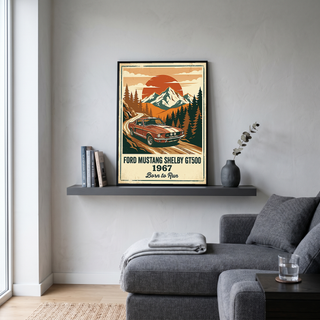 Ford Mustang Shelby GT500 1967 Poster — Vintage Muscle Car Mountain Pine Print