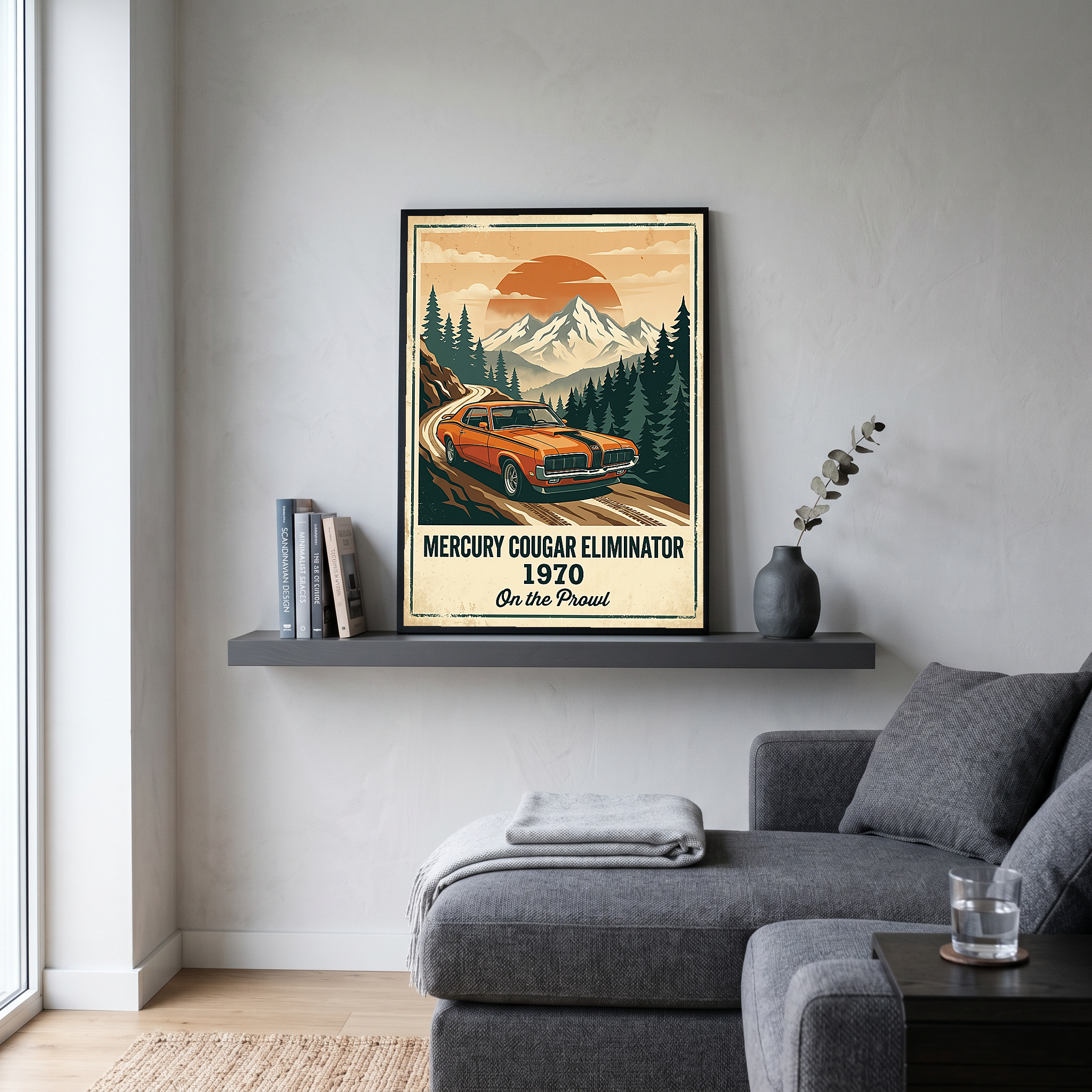 Mercury Cougar Eliminator 1970 Poster — Vintage Muscle Car Mountain Pine Print