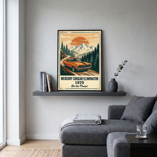 Mercury Cougar Eliminator 1970 Poster — Vintage Muscle Car Mountain Pine Print