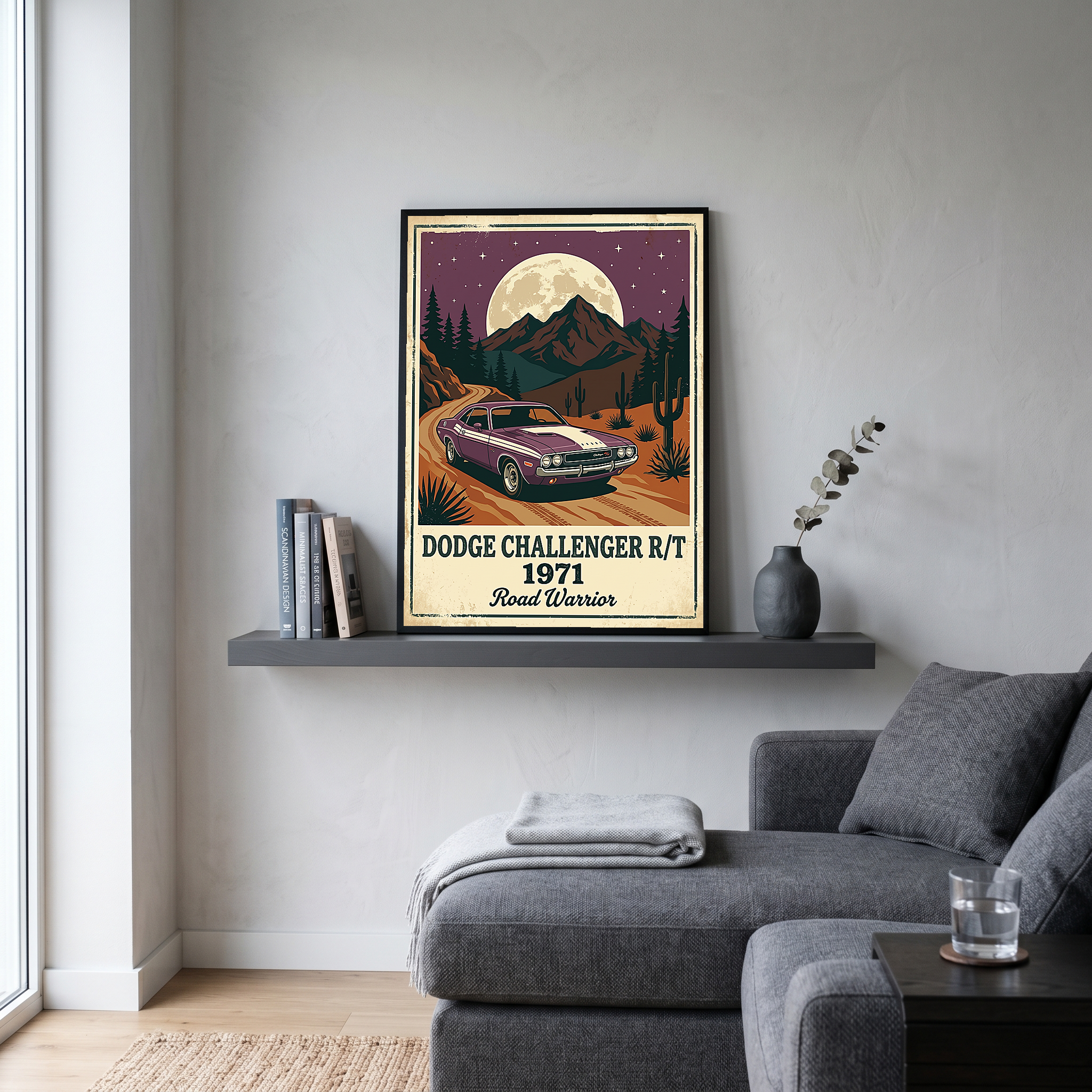 Dodge Challenger R/T 1971 Poster — Vintage Muscle Car Desert Moon Print