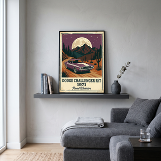 Dodge Challenger R/T 1971 Poster — Vintage Muscle Car Desert Moon Print