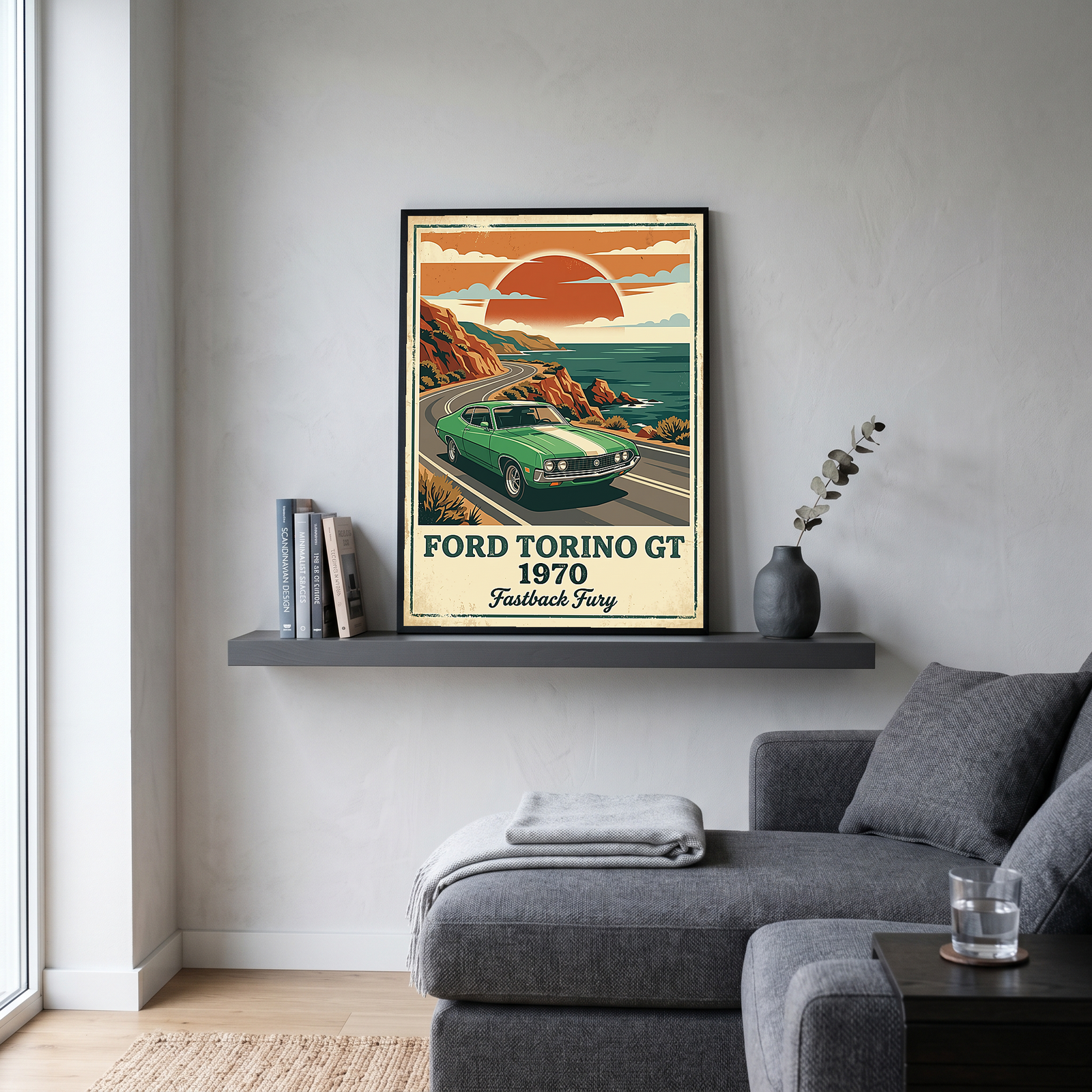 Ford Torino GT 1970 V2 Poster — Vintage Muscle Car Pacific Coast Curve Print