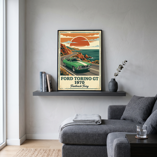 Ford Torino GT 1970 V2 Poster — Vintage Muscle Car Pacific Coast Curve Print