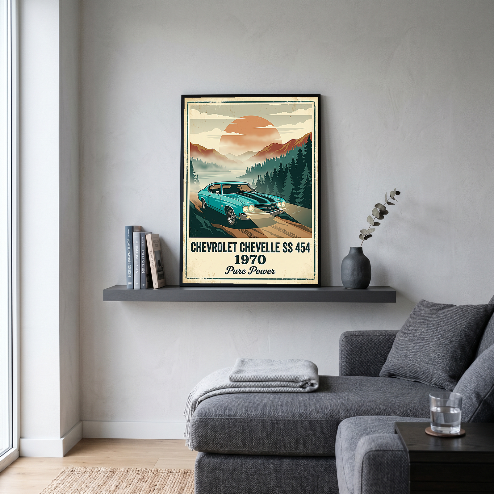 Chevrolet Chevelle SS 454 1970 V6 Aqua Edition — Vintage Muscle Misty Mountain Print