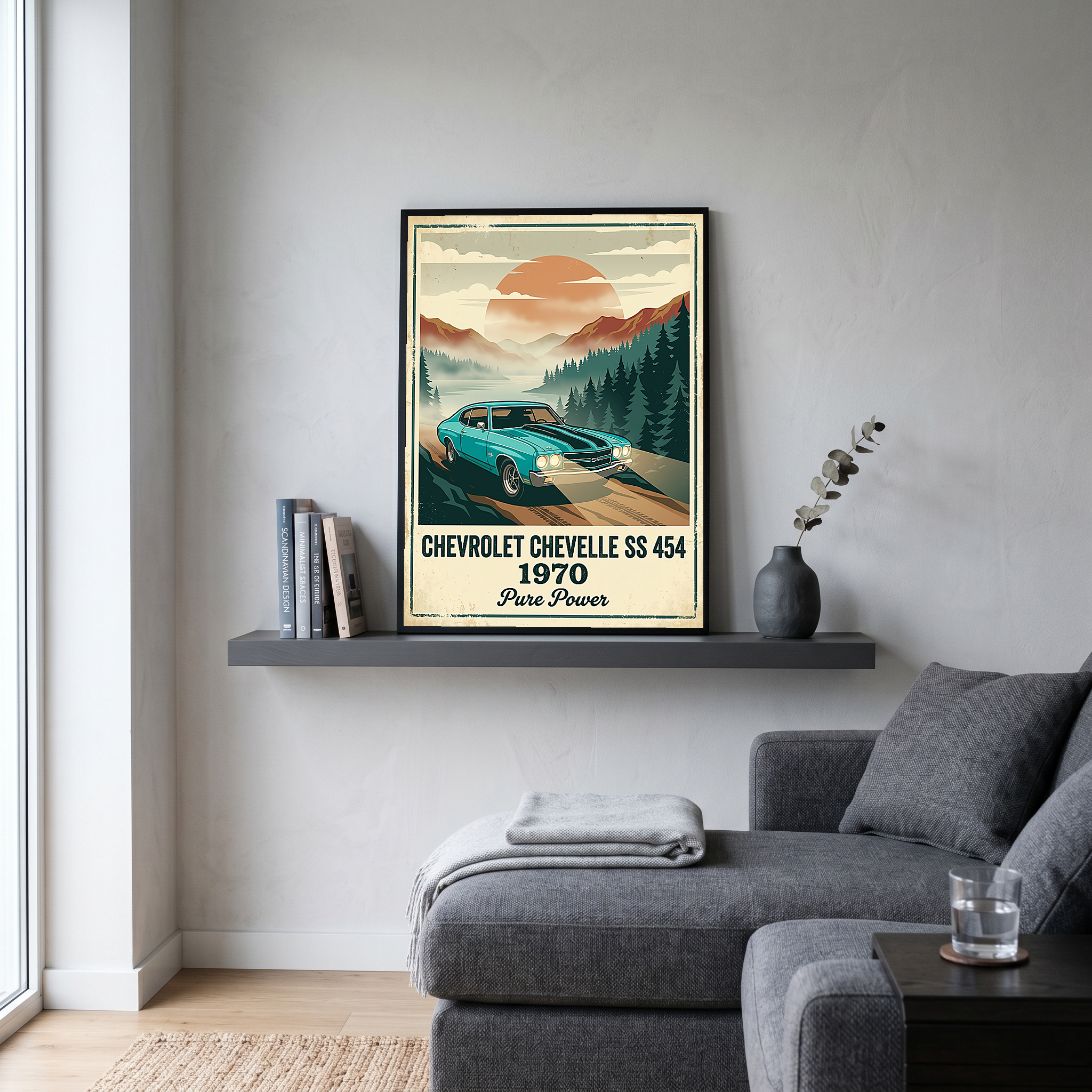 Chevrolet Chevelle SS 454 1970 V6 Aqua Edition — Vintage Muscle Misty Mountain Print