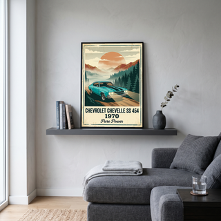 Chevrolet Chevelle SS 454 1970 V6 Aqua Edition — Vintage Muscle Misty Mountain Print
