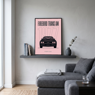 Pontiac Firebird Trans Am 1977 Minimalist Poster — Blush Pink Muscle Line Art