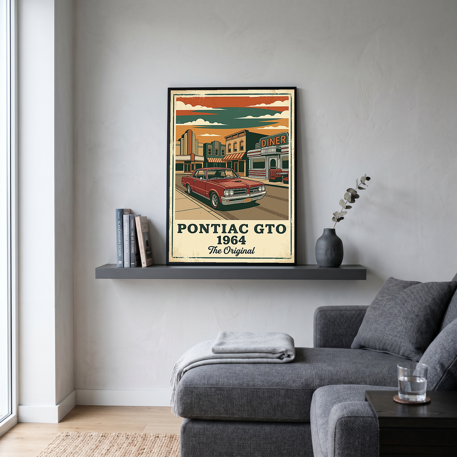 Pontiac GTO 1964 Poster — Vintage Muscle Car Diner Main Street Print