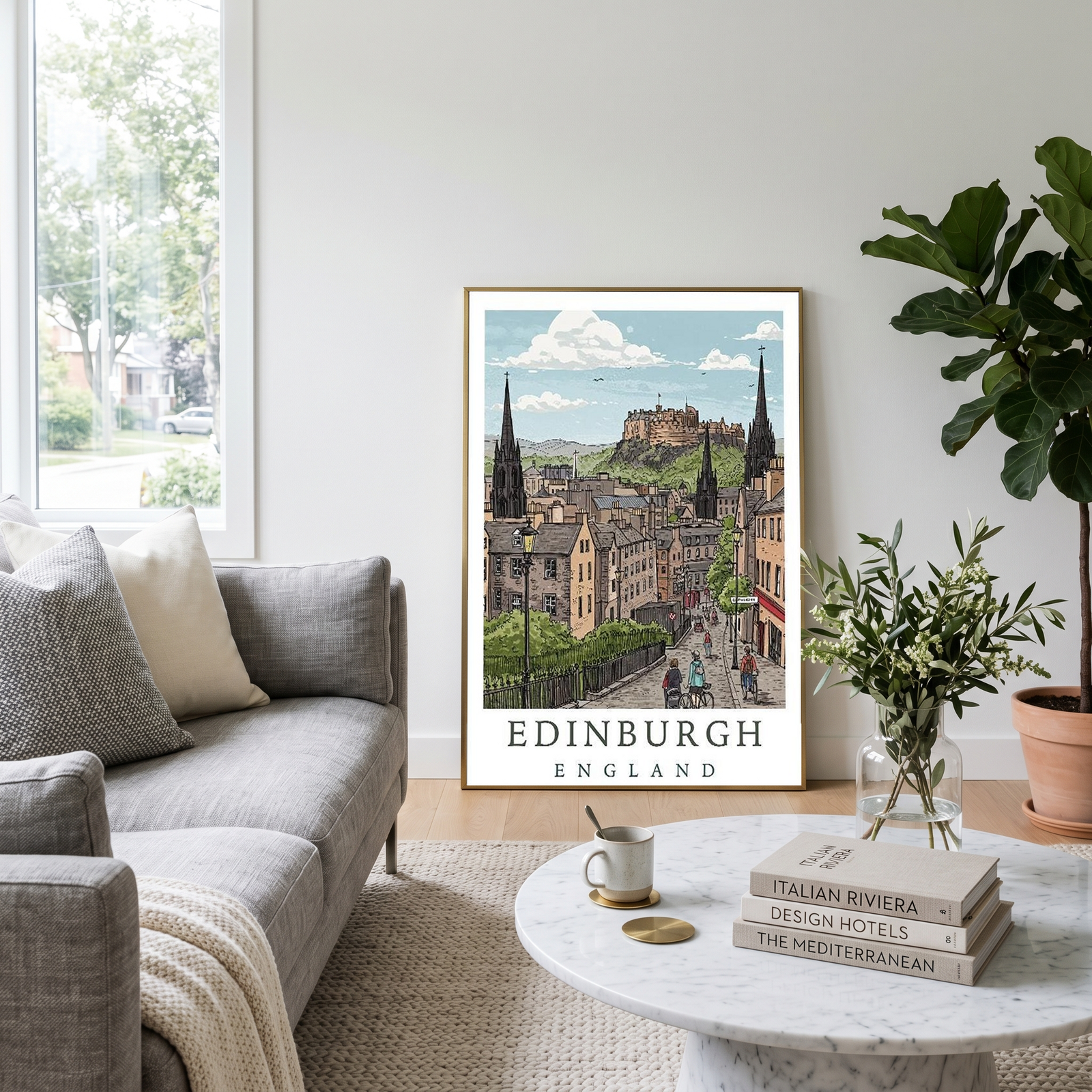 Edinburgh Scotland Travel Poster — Castle Royal Mile Old Town Print