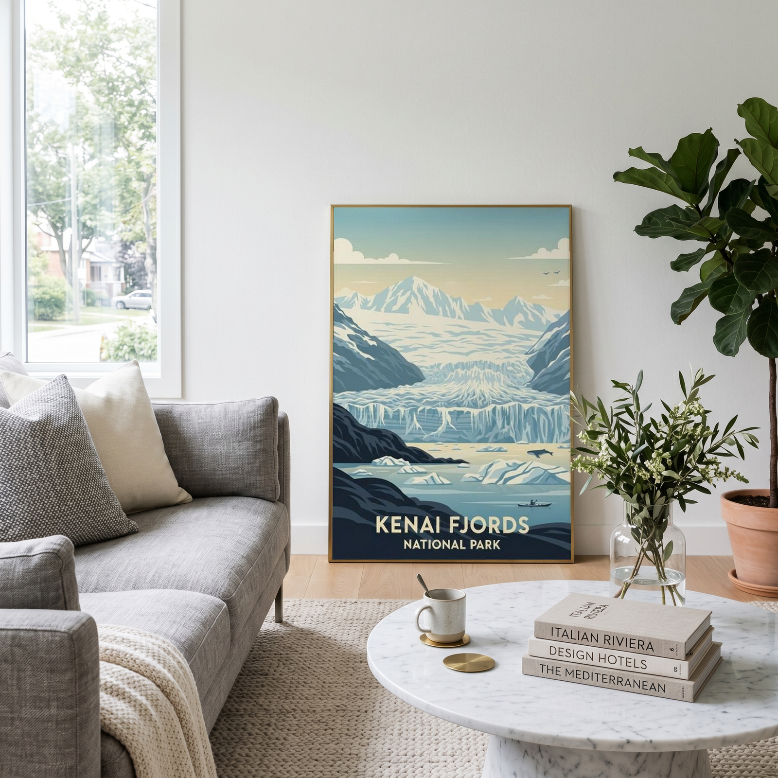 Kenai Fjords National Park Poster — Vintage Alaska Glacier Whale Kayak Print