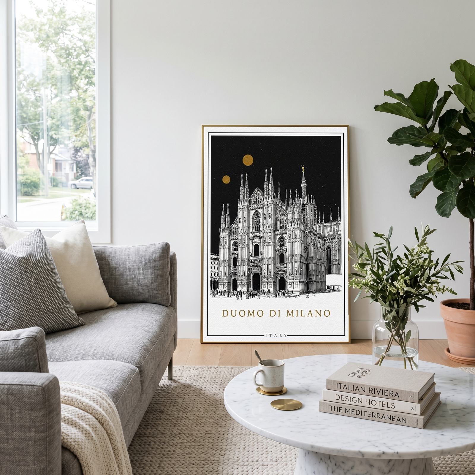 Duomo di Milano Italy Poster — Milan Cathedral Gold Moons Print