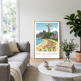Rio de Janeiro Brazil Travel Poster — Christ Redeemer Copacabana Print
