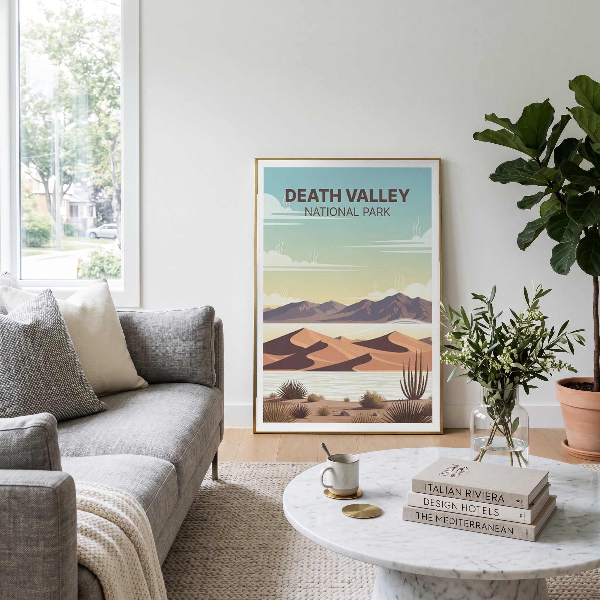 Death Valley National Park Poster — Vintage Sand Dunes Desert Mountain Print