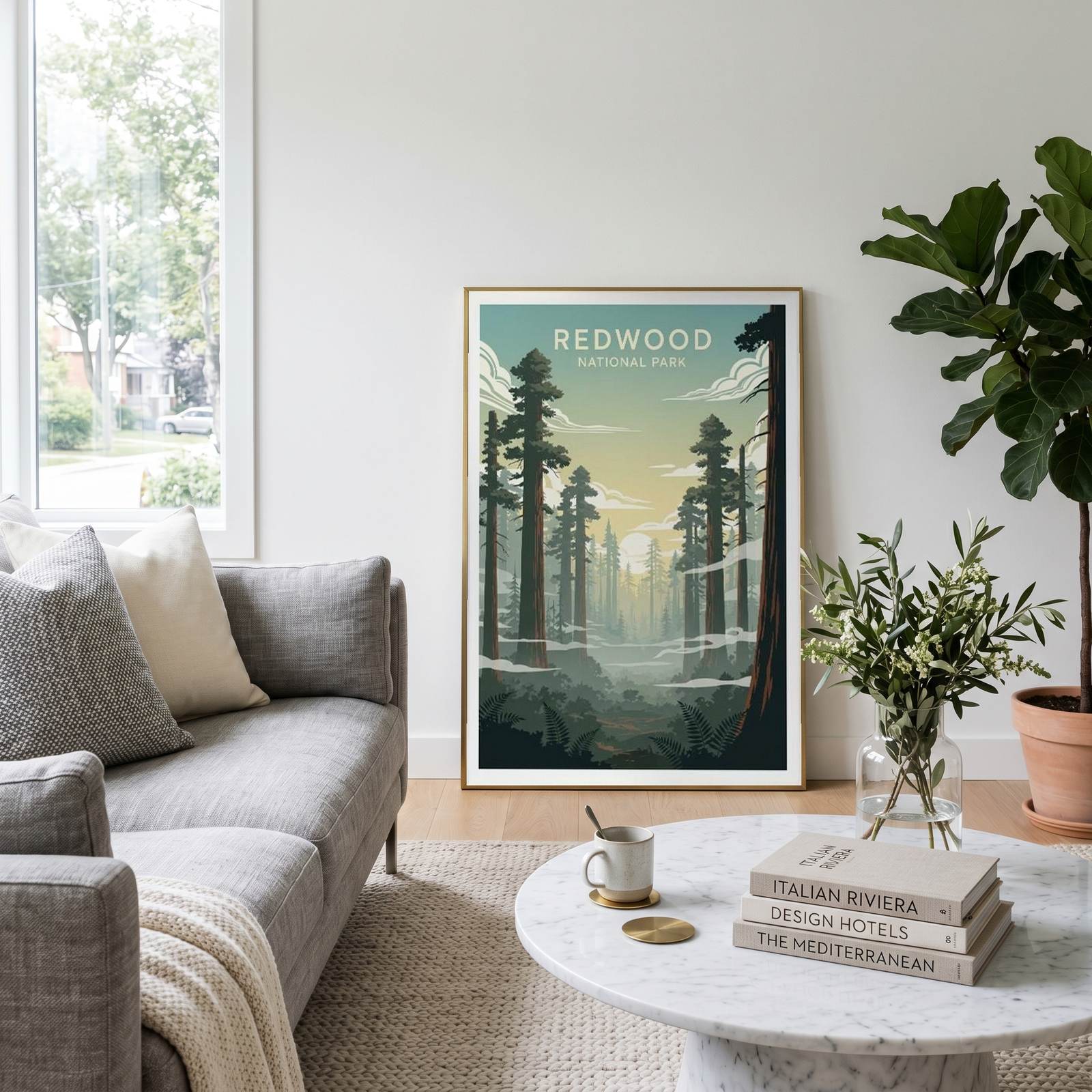Redwood National Park Poster — Vintage California Towering Forest Print