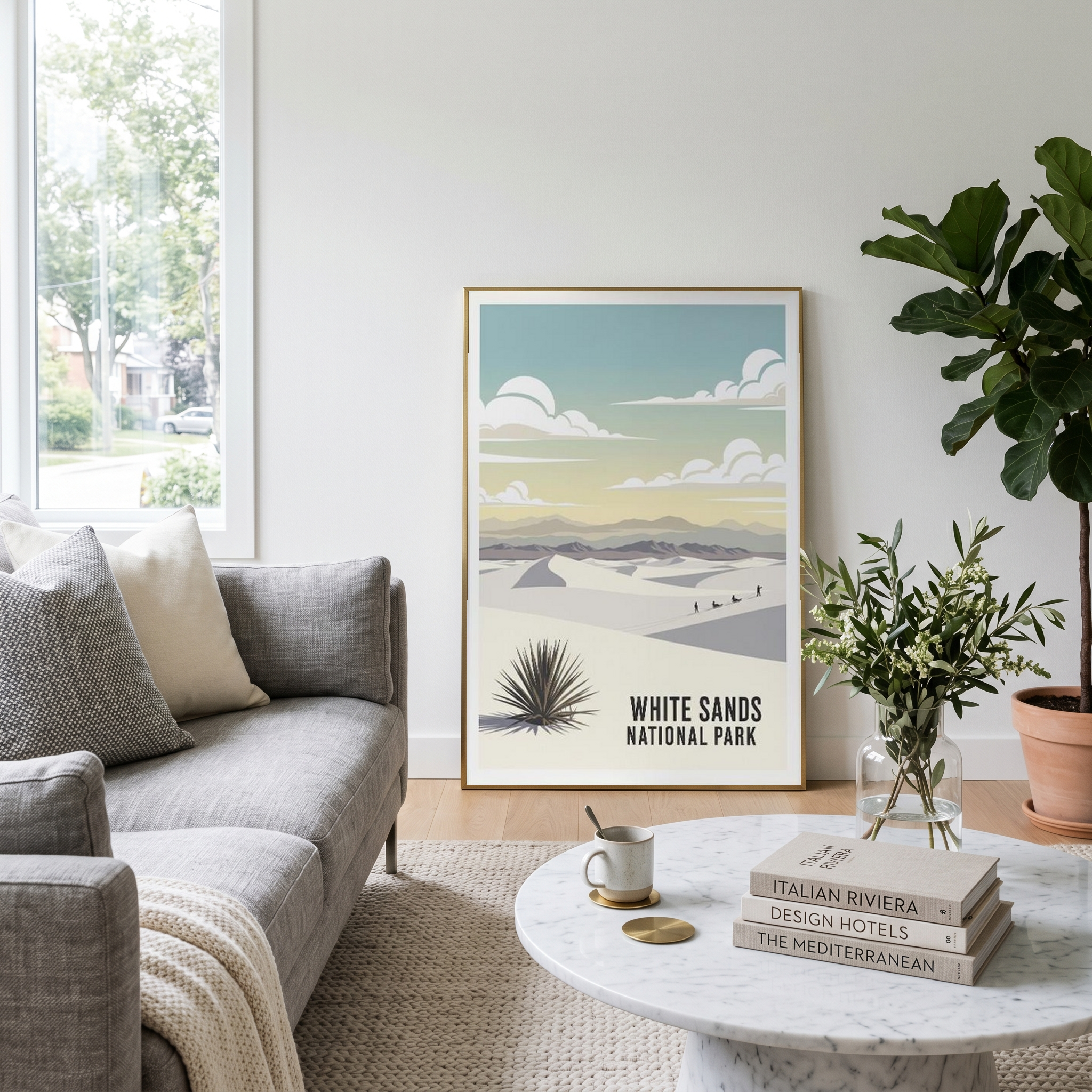 White Sands National Park Poster — Vintage New Mexico Gypsum Dunes Sledding Print