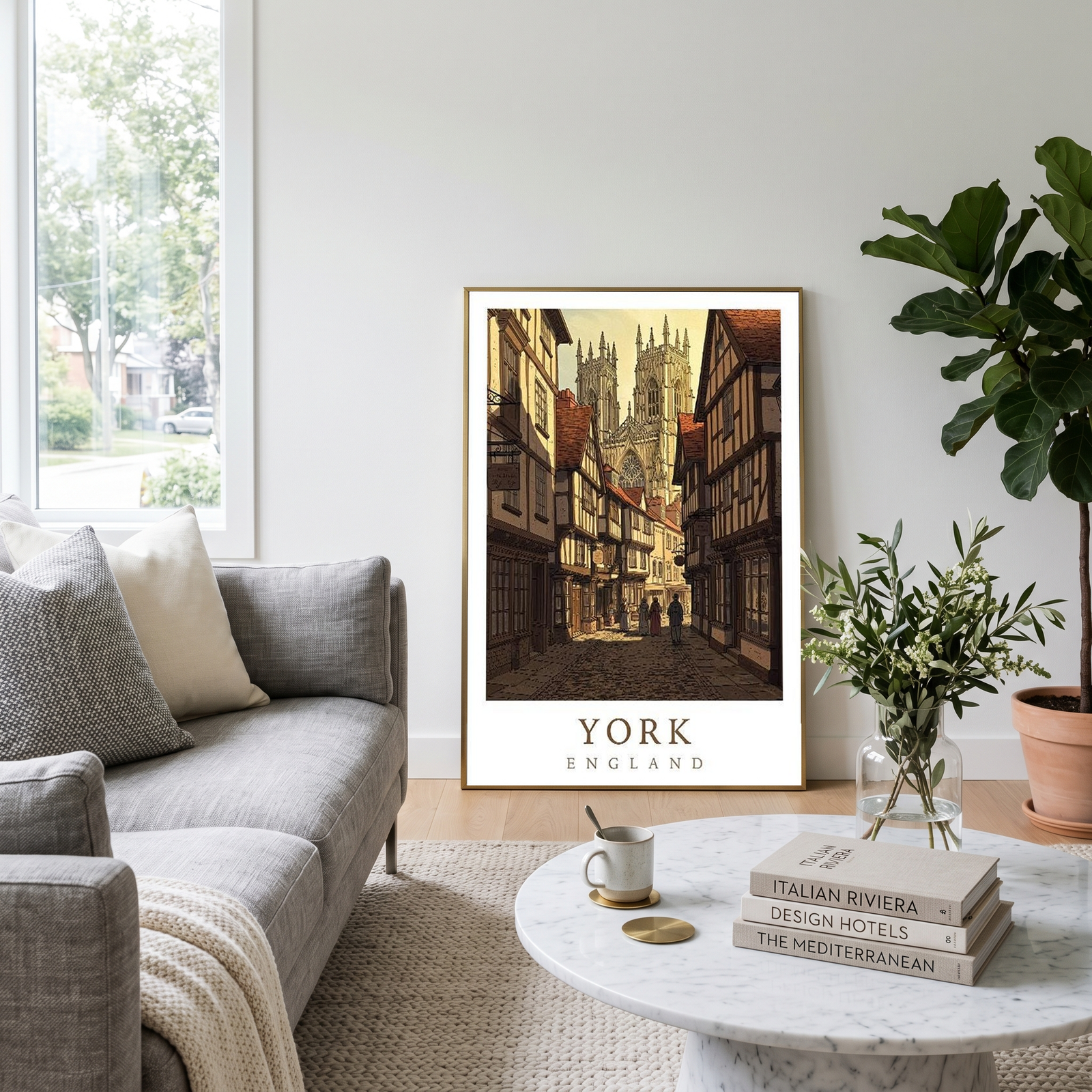 York England Travel Poster — Shambles Medieval City York Minster Print