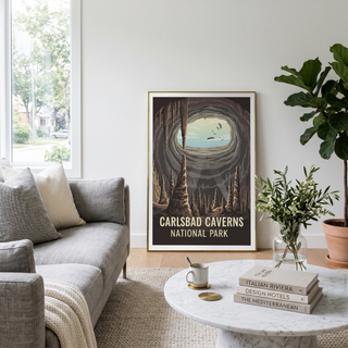 Carlsbad Caverns National Park Poster — Vintage New Mexico Bat Cave Print