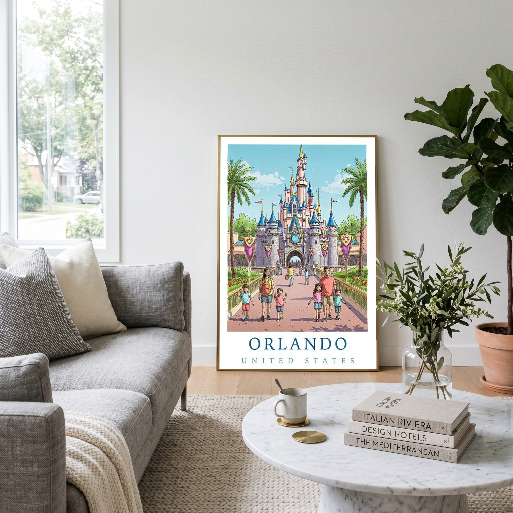Orlando Florida Travel Poster — Fairy Tale Castle Theme Park Family Print