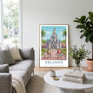 Orlando Florida Travel Poster — Fairy Tale Castle Theme Park Family Print