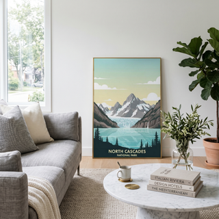 North Cascades National Park Poster — Vintage Washington Glacier Alpine Lake Print