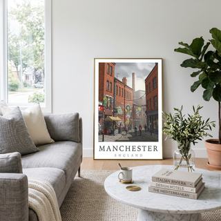 Manchester England Travel Poster — Northern Quarter Street Art Print