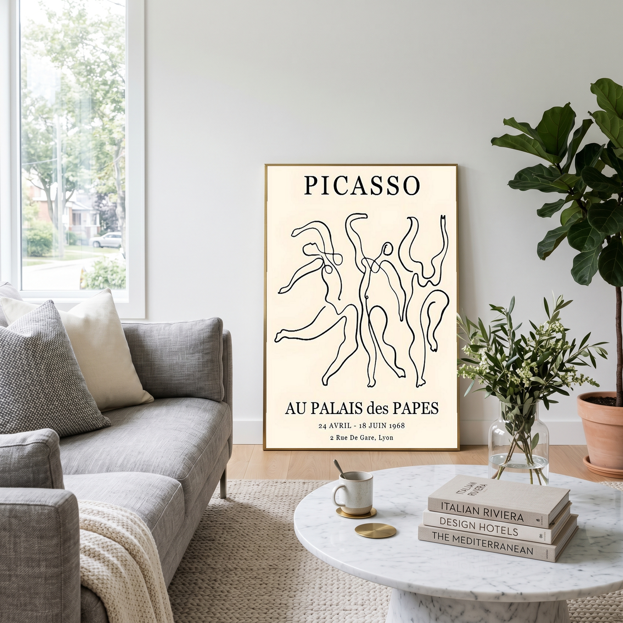 Picasso Au Palais des Papes 1968 Exhibition Poster Vintage Line Art Print