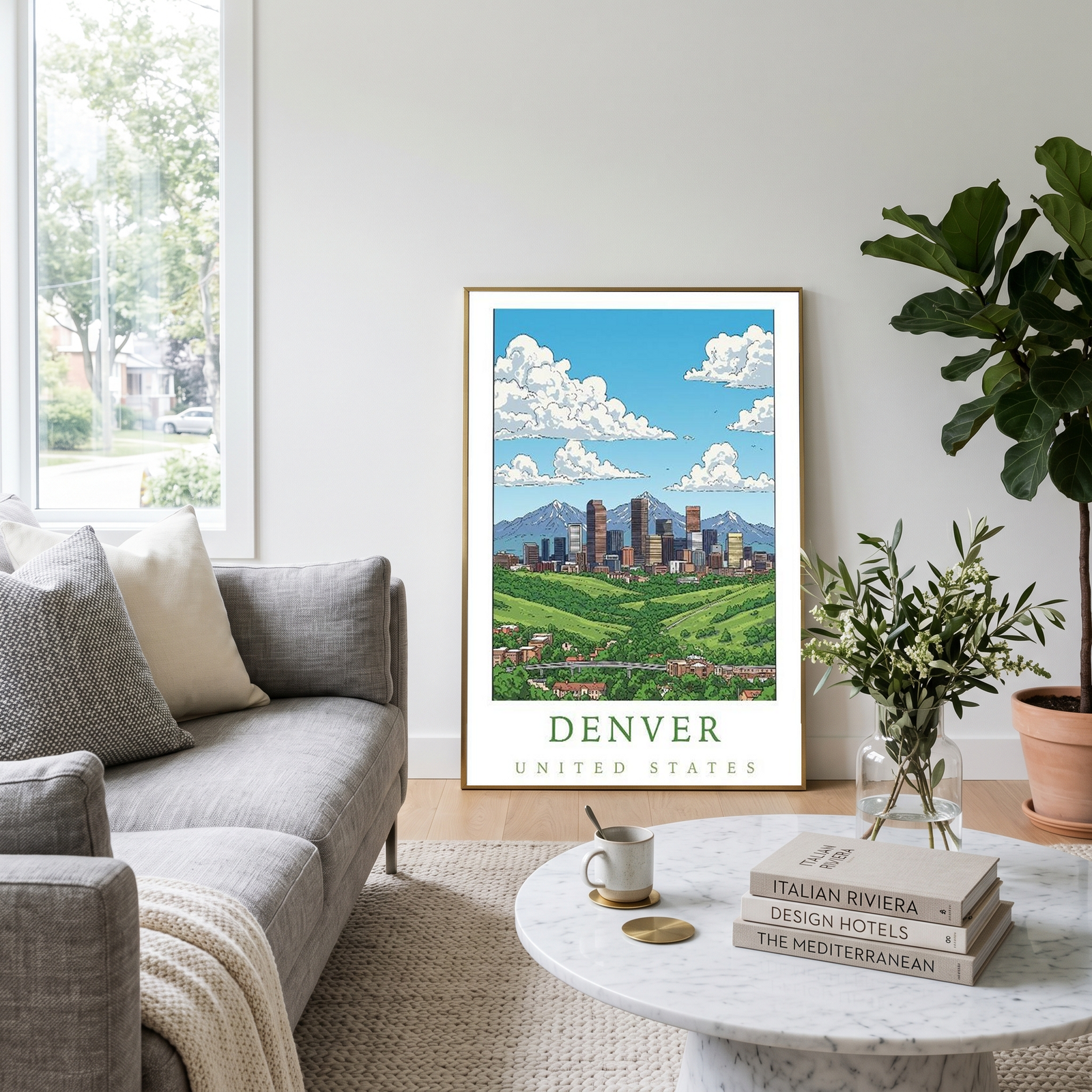 Denver Colorado Travel Poster — Rocky Mountains Mile-High Skyline Print