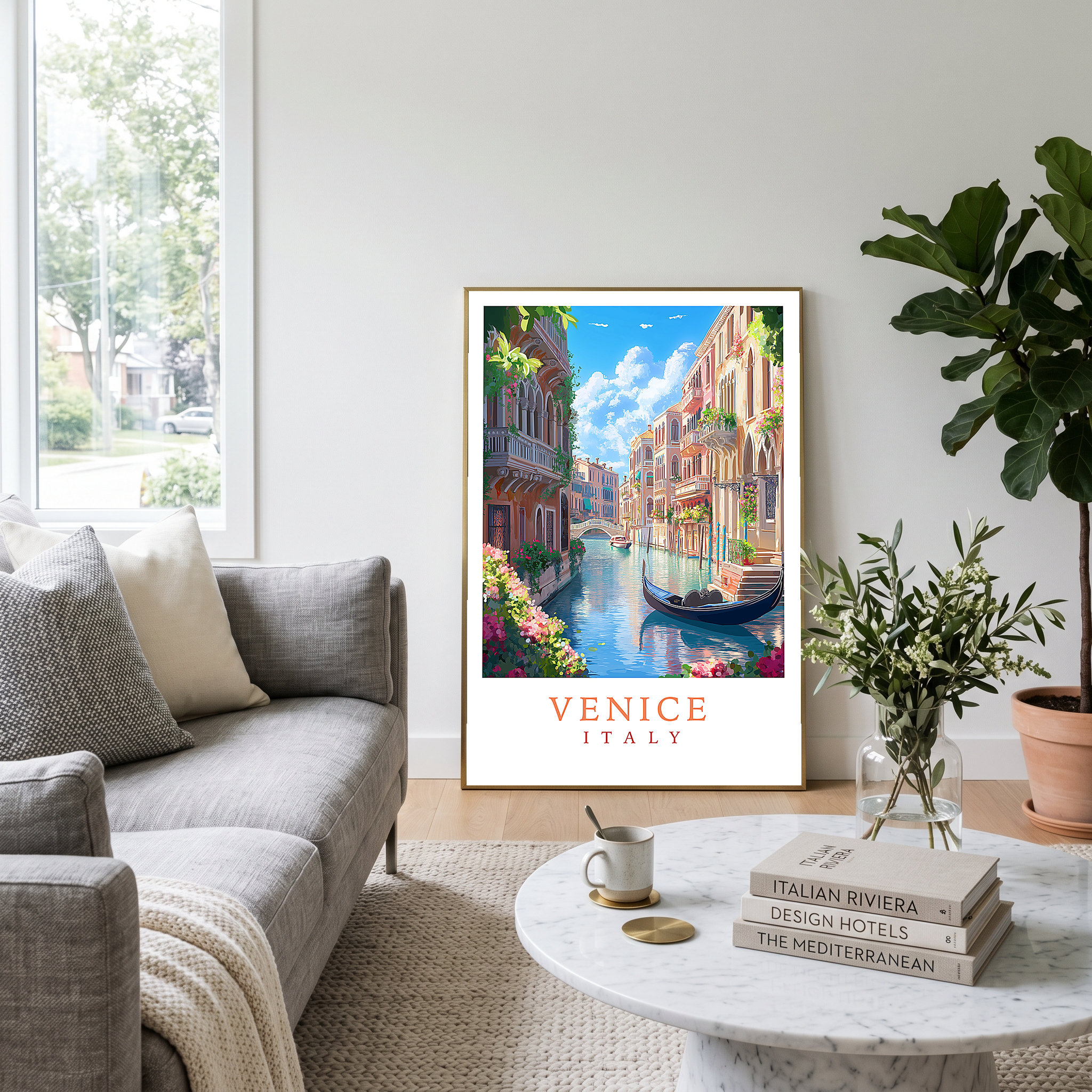 Venice Italy Travel Poster — Vintage Canal Gondola Romance Print