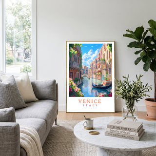 Venice Italy Travel Poster — Vintage Canal Gondola Romance Print