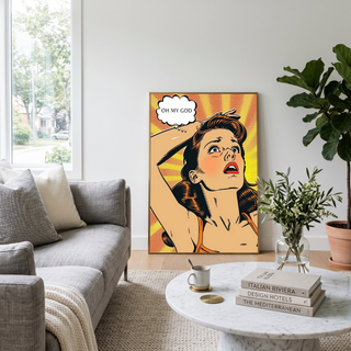 Pop Art Oh My God Poster — Retro Comic Girl Lichtenstein Print