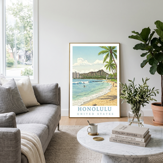 Honolulu Hawaii — Waikiki Beach Diamond Head Wall Art Print