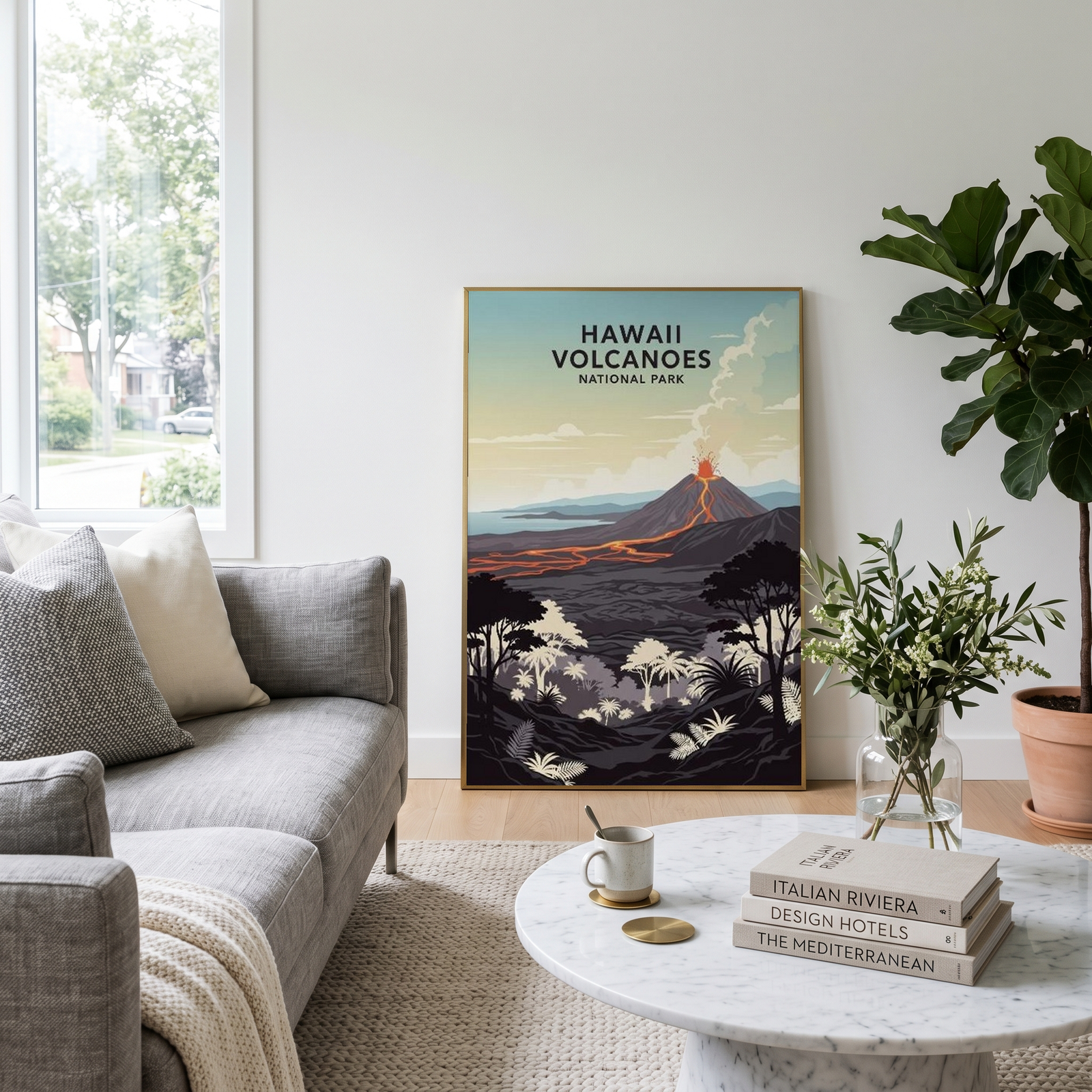 Hawaii Volcanoes National Park Poster — Vintage Kilauea Lava Tropical Print