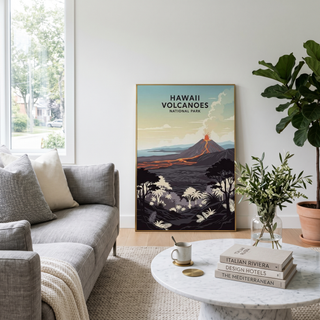 Hawaii Volcanoes National Park Poster — Vintage Kilauea Lava Tropical Print