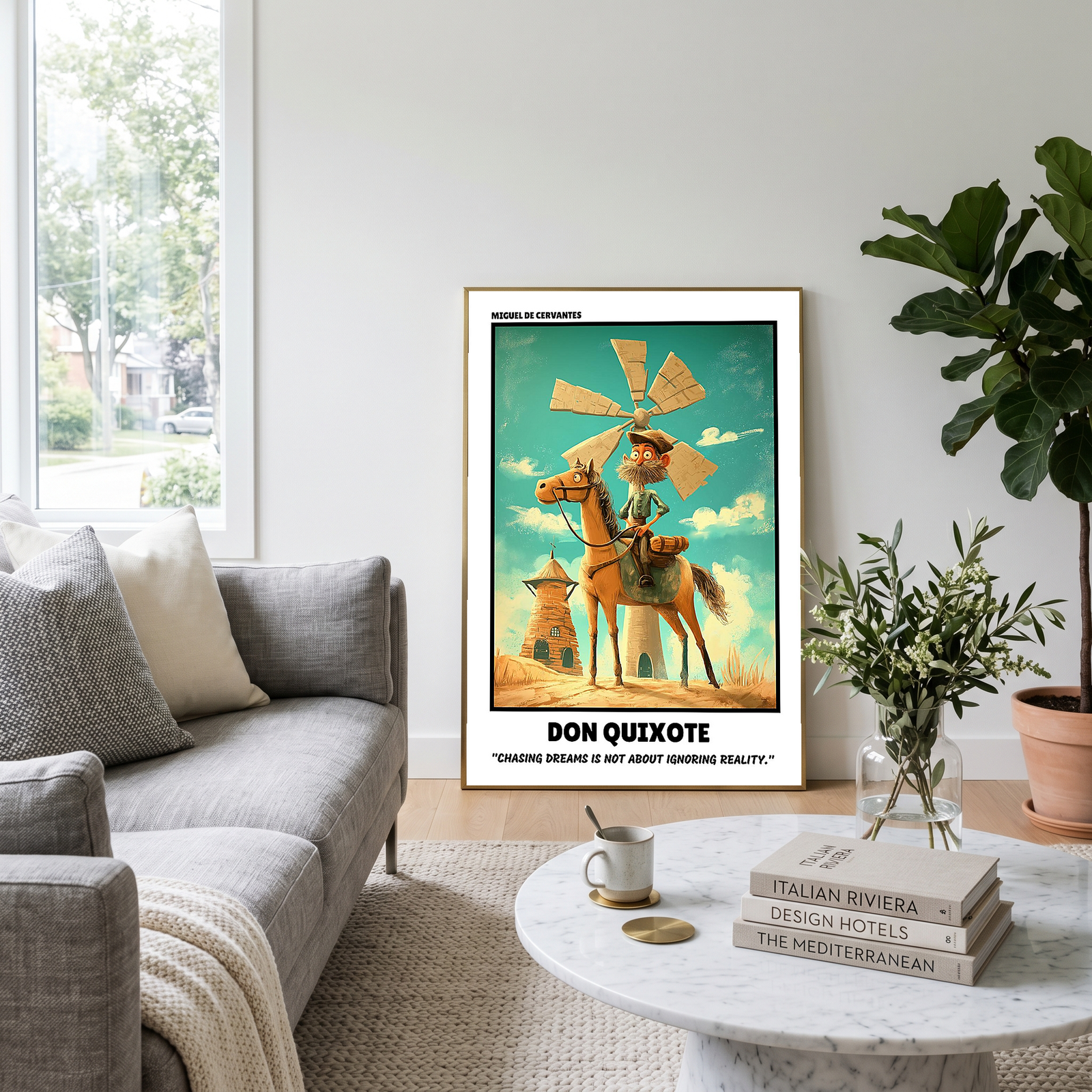 Don Quixote Poster - Chasing Dreams Literary Quote Wall Art Print