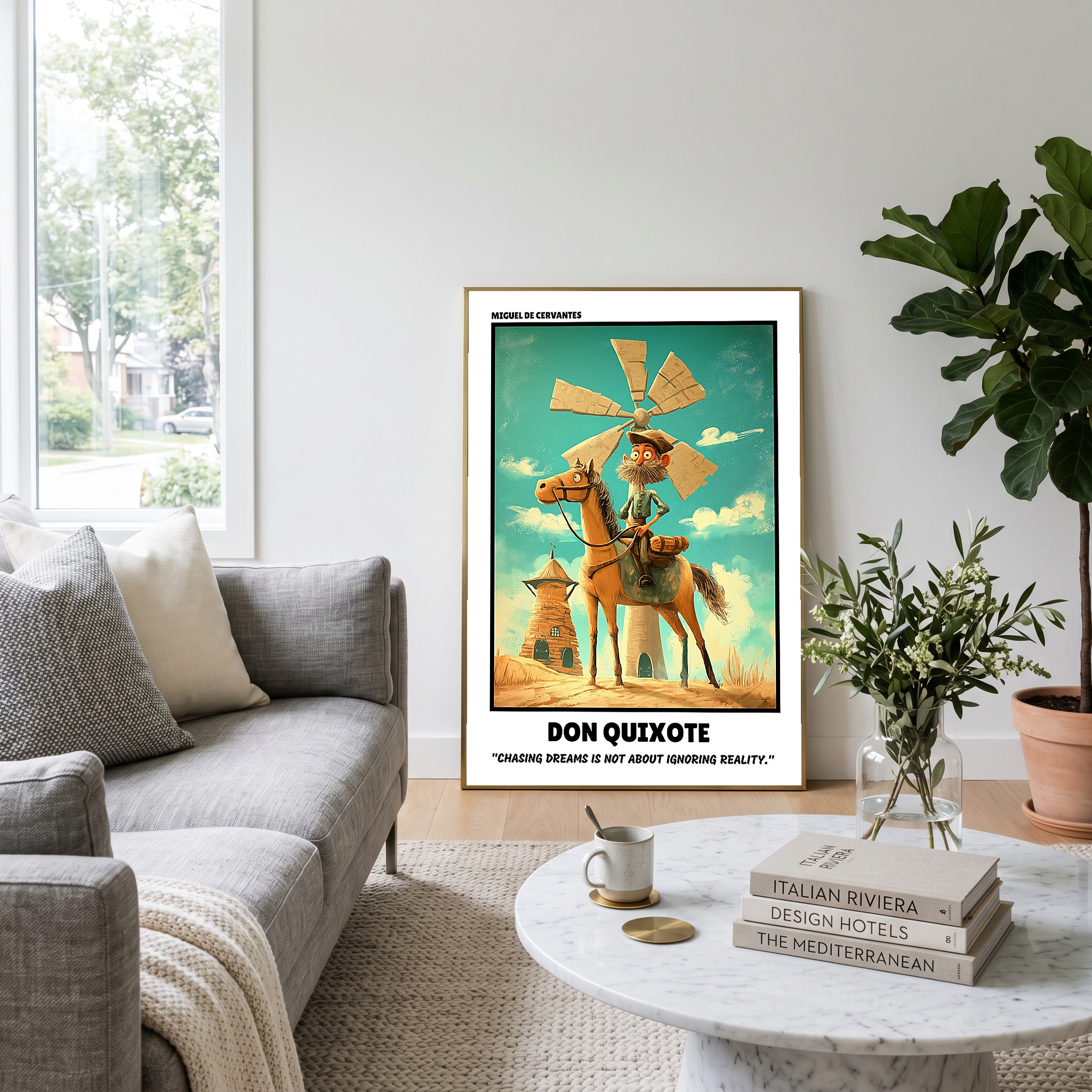 Don Quixote Poster - Chasing Dreams Literary Quote Wall Art Print