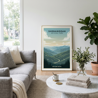 Shenandoah National Park Poster — Vintage Virginia Skyline Drive Deer Print