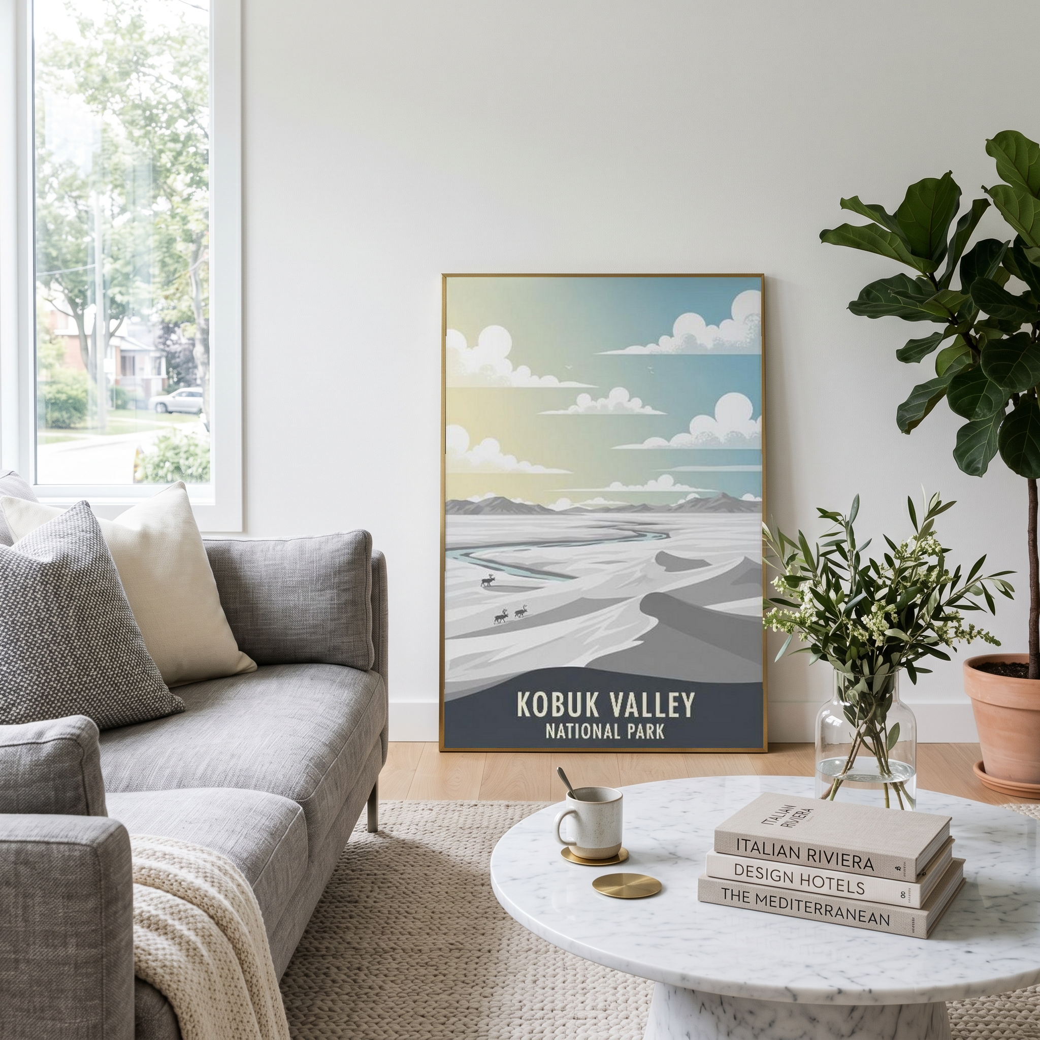 Kobuk Valley National Park Poster — Vintage Alaska Arctic Sand Dunes Caribou