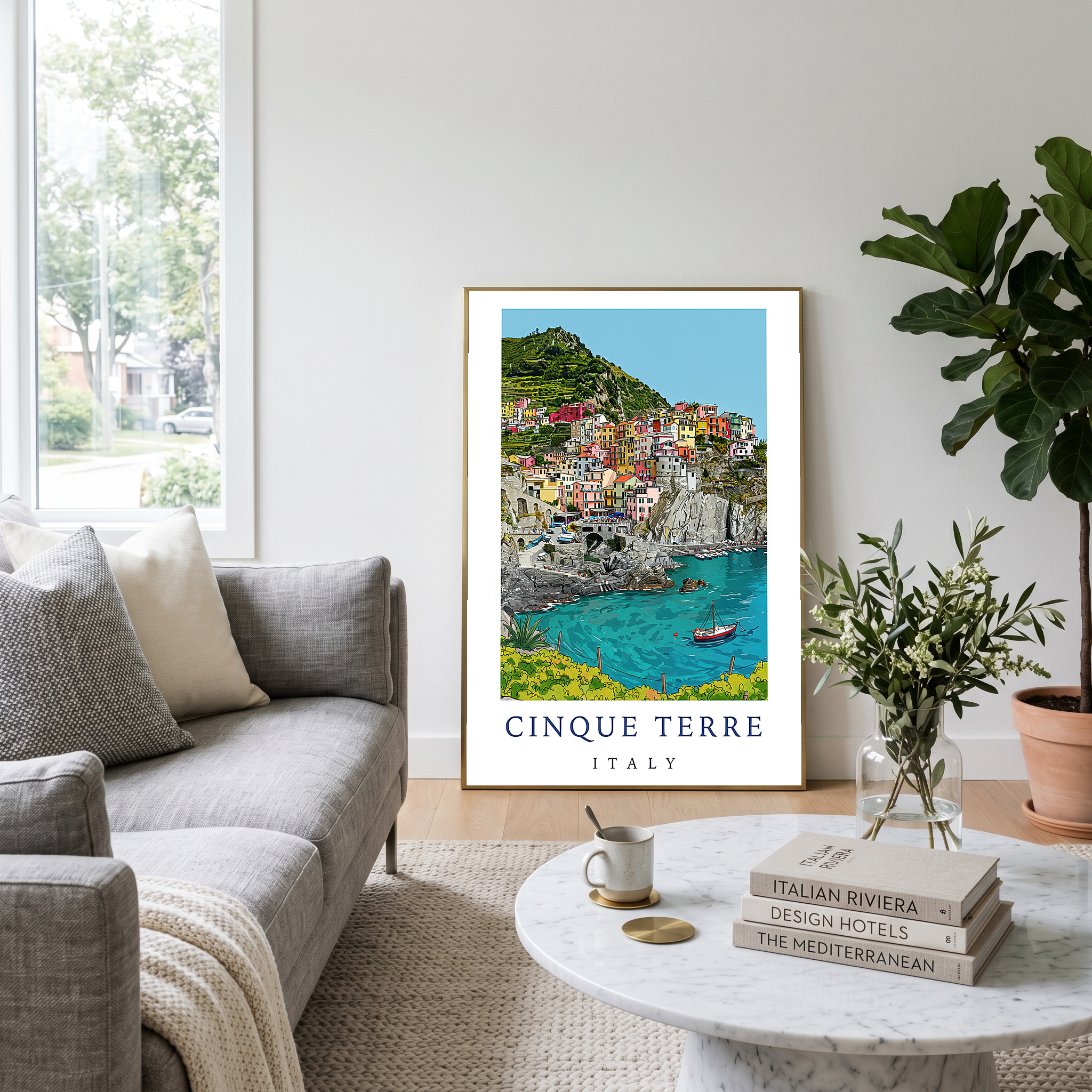 Cinque Terre Italy Travel Poster — Manarola Coastal Village Print