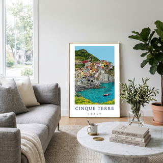 Cinque Terre Italy Travel Poster — Manarola Coastal Village Print