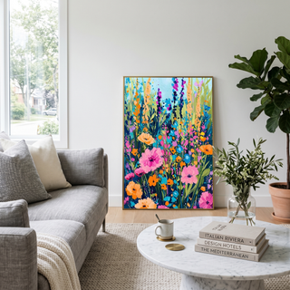 Abstract Flower Field Print — Vibrant Botanical Painterly Wall Art