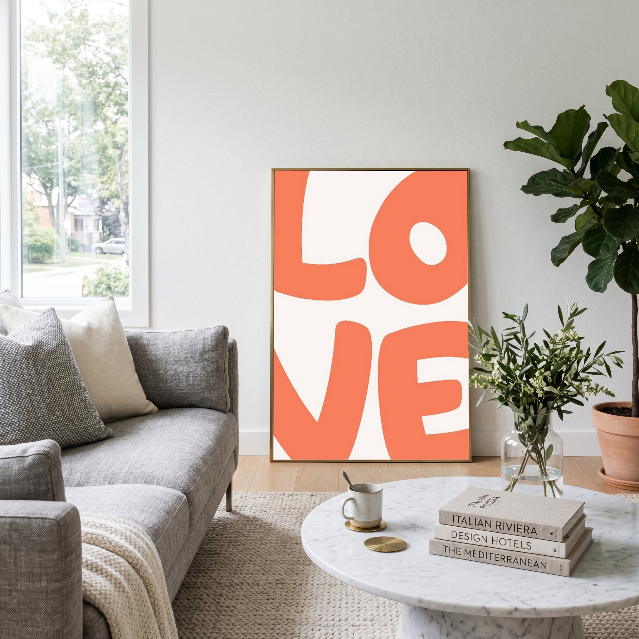 LOVE Poster — Bold Minimalist Typography Orange Wall Art Print