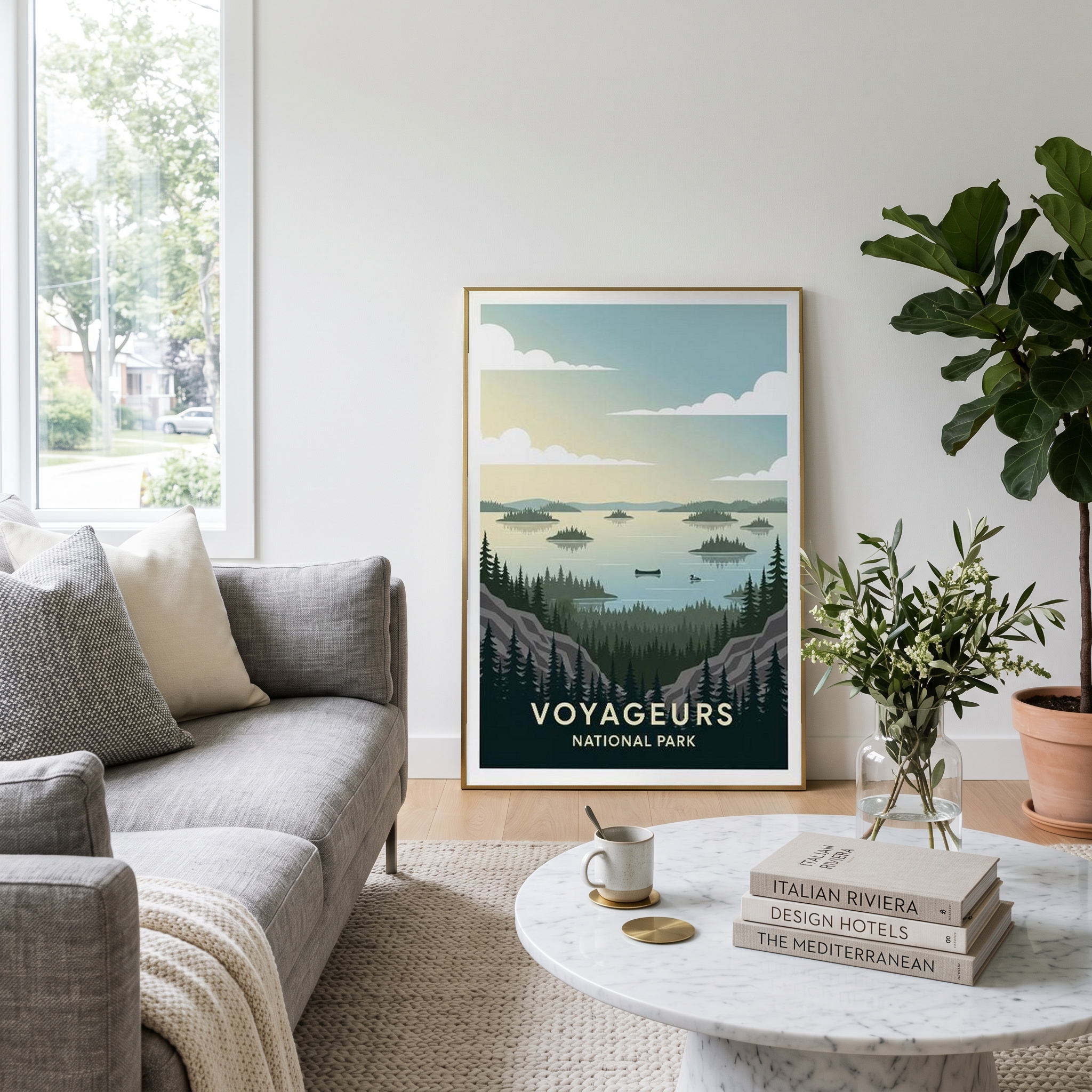 Voyageurs National Park Poster — Vintage Minnesota Canoe Lake Print