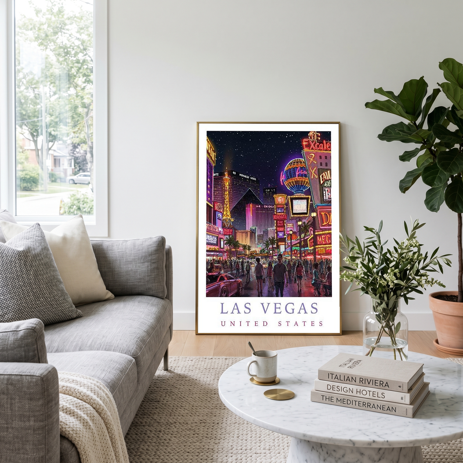 Las Vegas Travel Poster — Neon Strip Night Cityscape Print