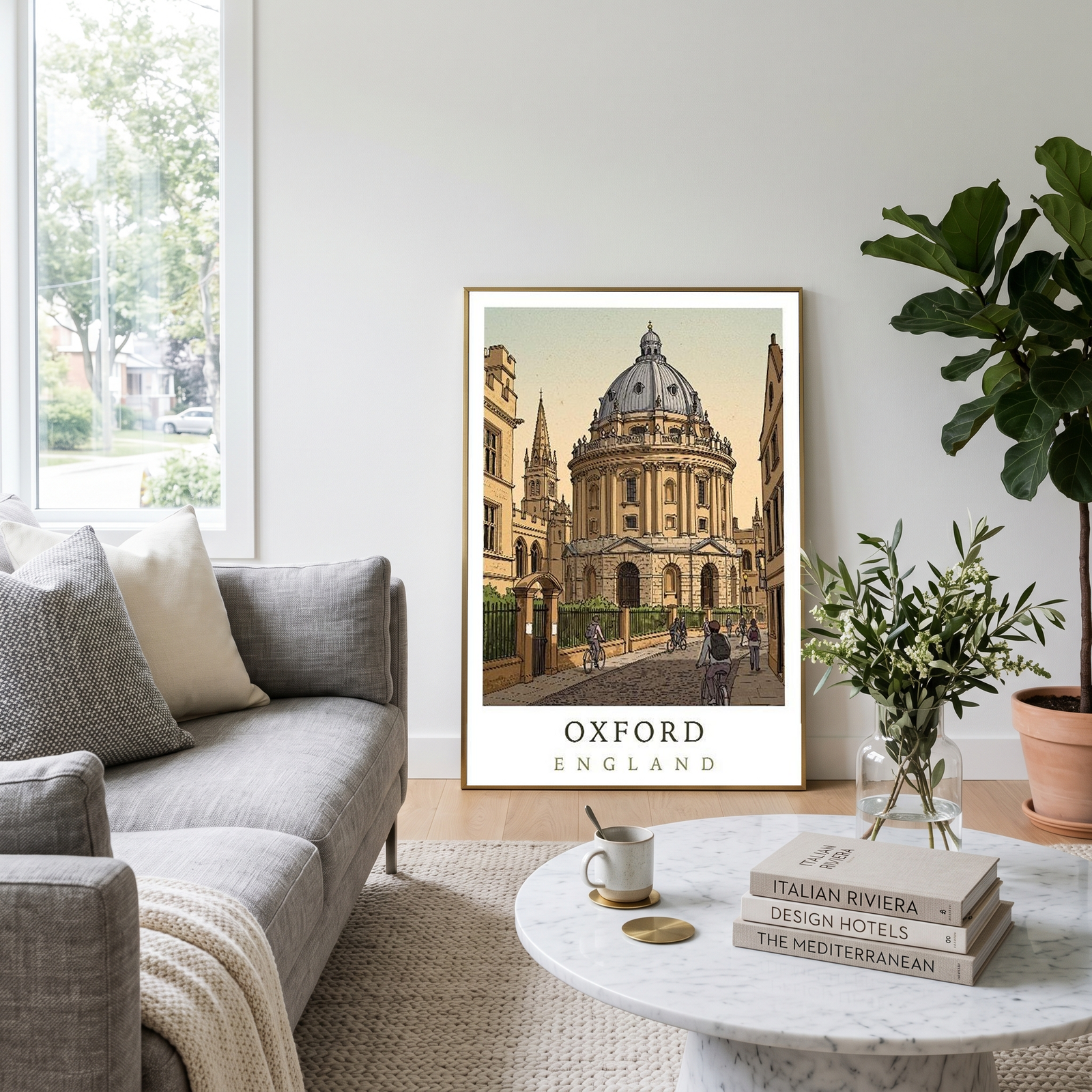 Oxford England Travel Poster — Radcliffe Camera University City Print