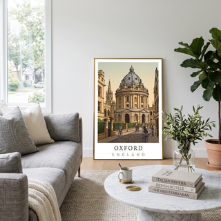 Oxford England Travel Poster — Radcliffe Camera University City Print