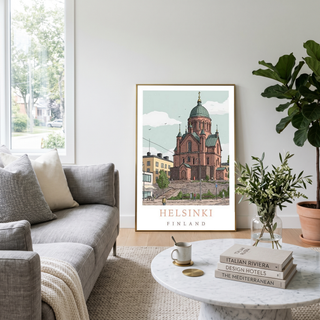 Helsinki Finland Travel Poster — Uspenski Cathedral Nordic City Print