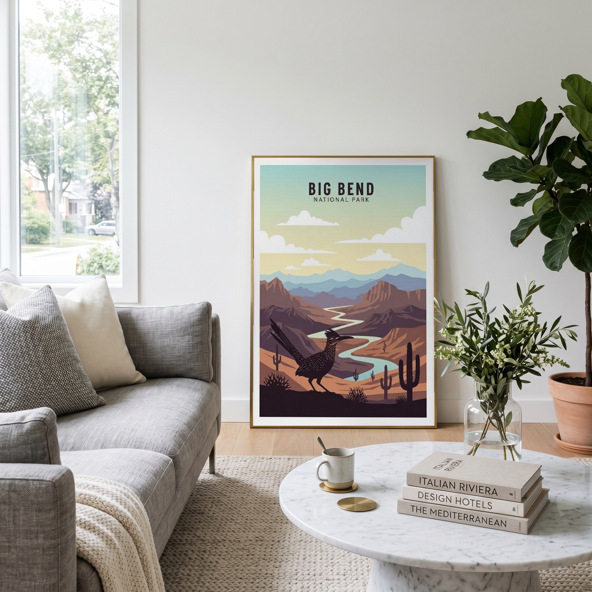 Big Bend National Park Poster — Vintage Texas Roadrunner Rio Grande Print