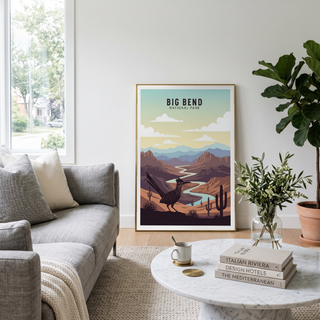 Big Bend National Park Poster — Vintage Texas Roadrunner Rio Grande Print
