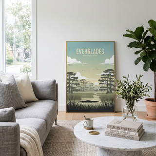 Everglades National Park Poster — Vintage Florida Alligator Cypress Print