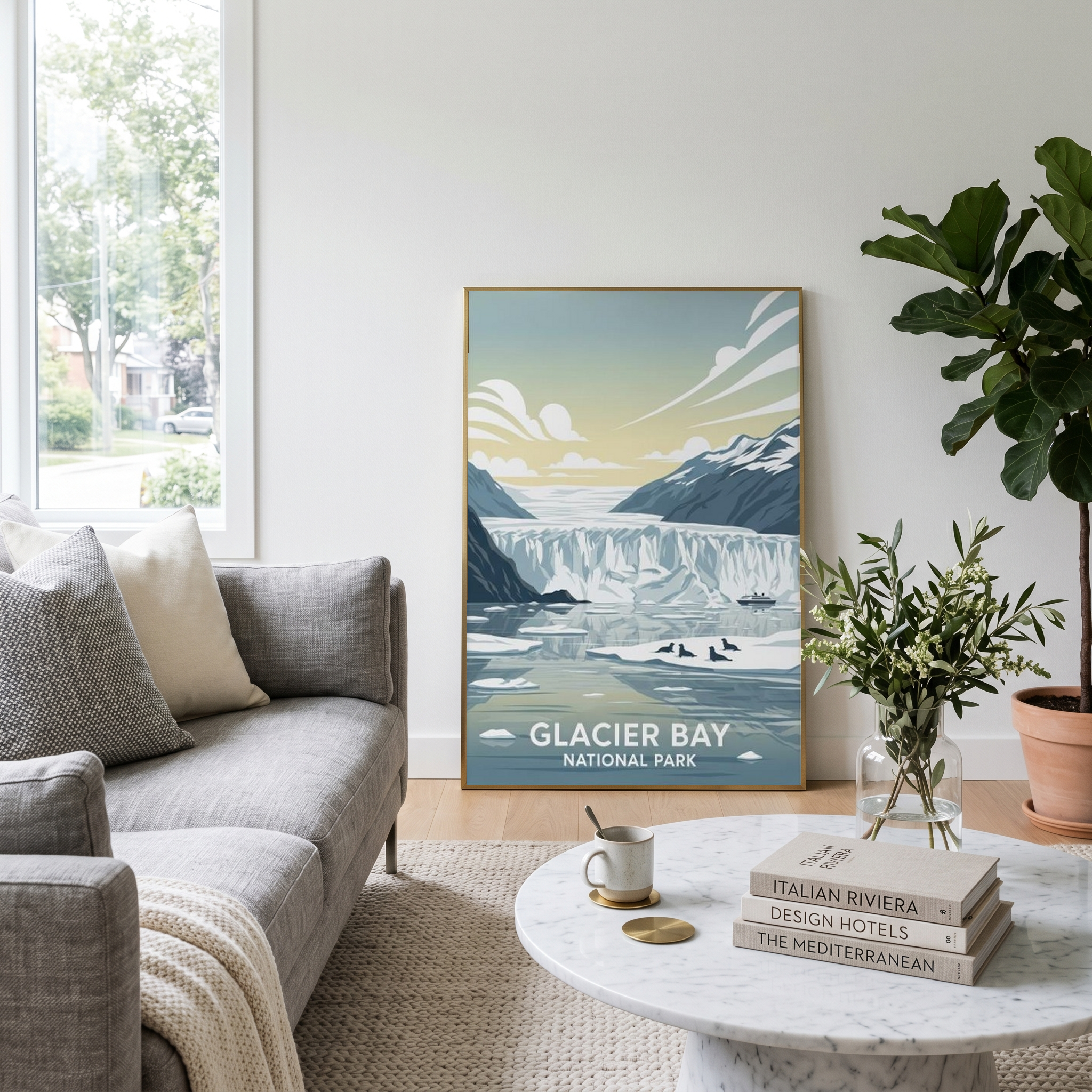 Glacier Bay National Park Poster — Vintage Alaska Tidewater Glacier Seal Print